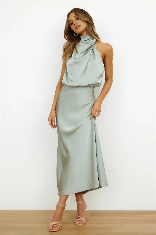 Women's Online Clothing Boutique Switch Over Satin Maxi Dress Sage