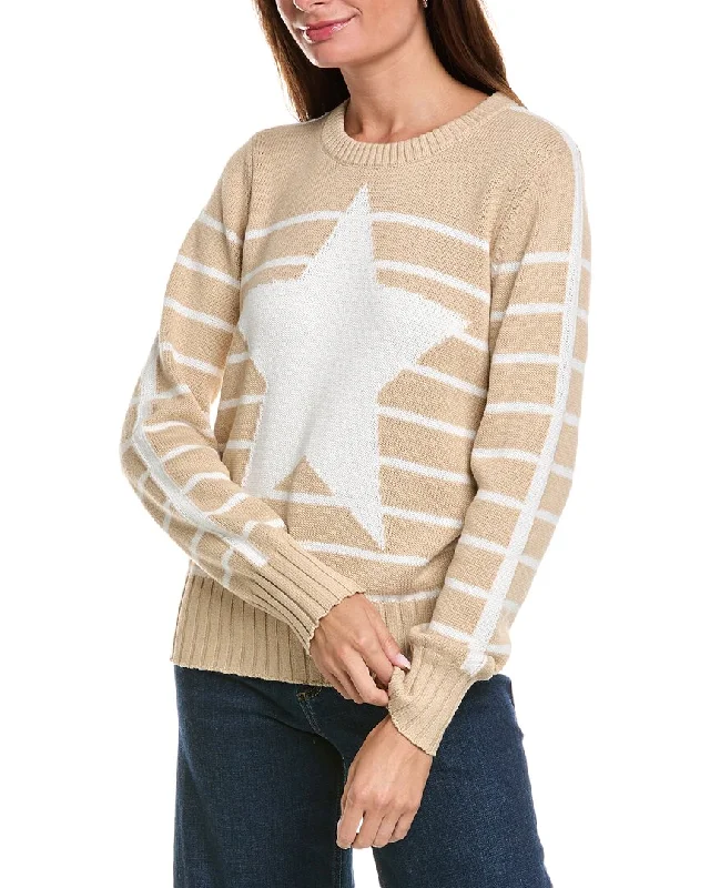 Outfits For Women Minnie Rose Striped Star Crew Cashmere-Blend Sweater