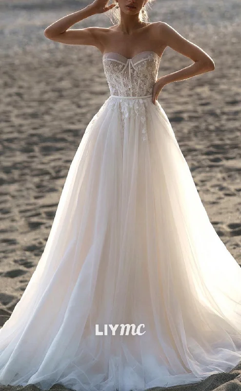 Fresh Styles, Fresh Deals LW855 - Sweetheart Sleeveless Appliques A-Line Tiered Beach Wedding Dress