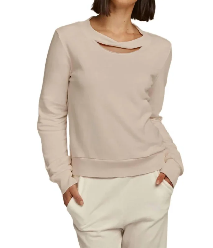 Festival Fashion Twist Neck Pullover In Oat