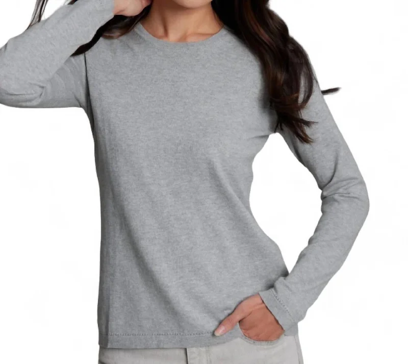 Sale Clearance Cotton Cashmere Classic Crew Neck Pullover In Fog