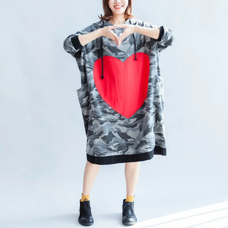 Your Timeless Wardrobe Awaits 2024 fall prints ruffles black cotton shift dresses hooded oversize casual dress patchwork loving heart