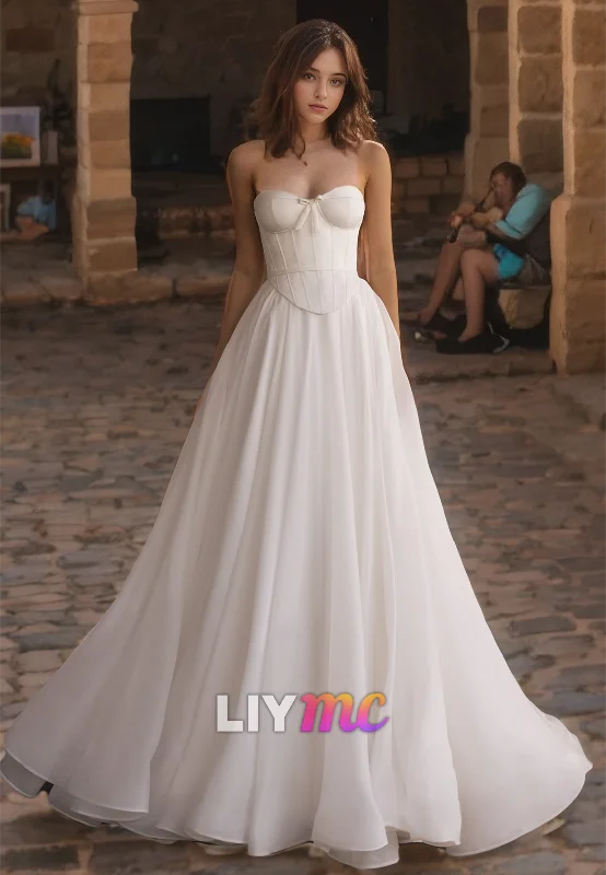 Seasonal Trends LW843 - Semi-Sweetheart Sleeveless Pleated A-Line Wedding Dress