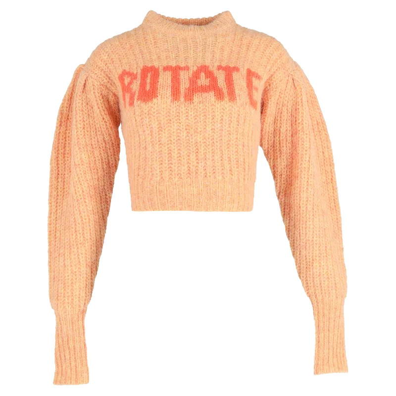 Exclusive Online Sale Rotate Birger Christensen Adley Ribbed Sweater in Orange Wool