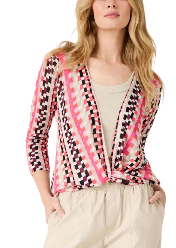 Chic Outfits Pixel Sunset 4-Way Cardigan In Pink Multi