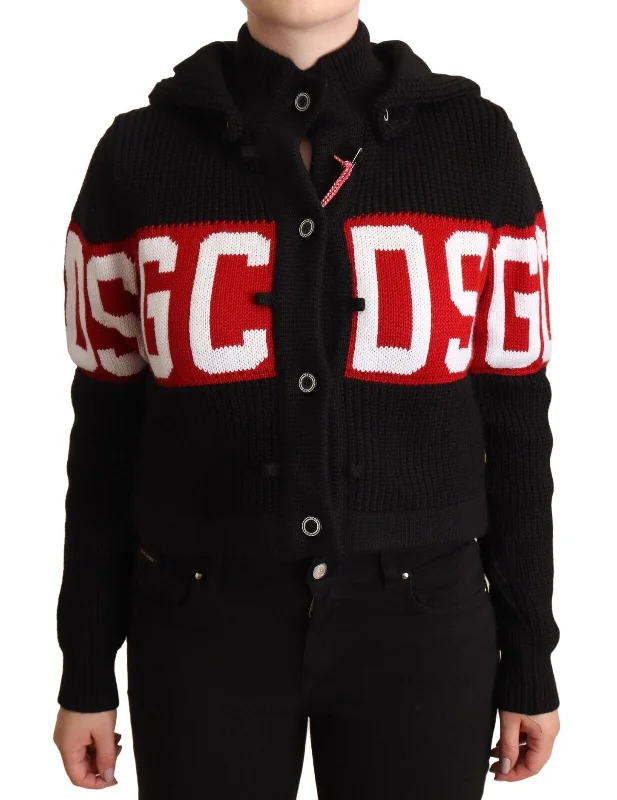 Fashion Essentials GCDS  Cashmere Hooded Button Down Logo Cardigan Women's Jacket