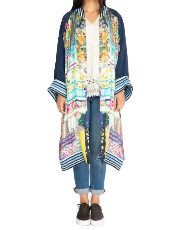 Boutique Dress Online Long Fiori Coat In Multi