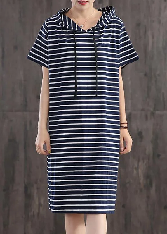 Urban Femme Streetwear Unique cotton clothes Women Casual Classic Wild Striped Hooded Loose Dress