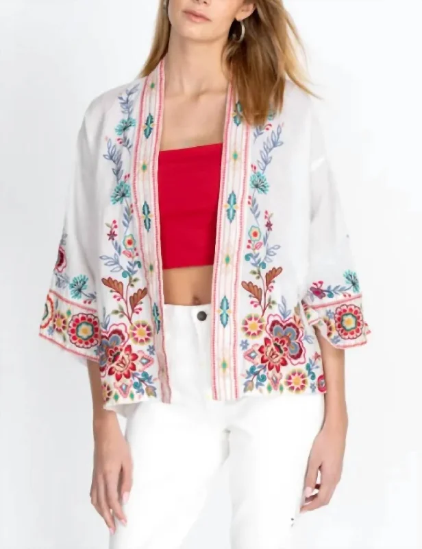 Online Boutique Clothing Sicilia Cropped Linen Kimono In White