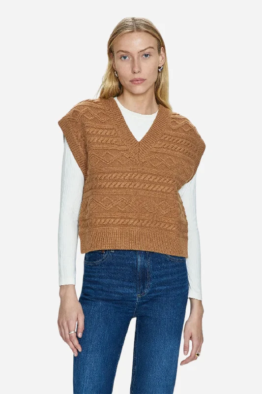 Elegant Attire For The Modern Lady Pistola Marta Sweater Vest in Caramel