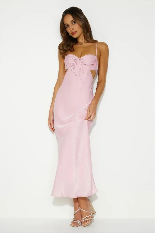 Contemporary Women's Clothing Magic In Her Vibe Satin Maxi Dress Pink