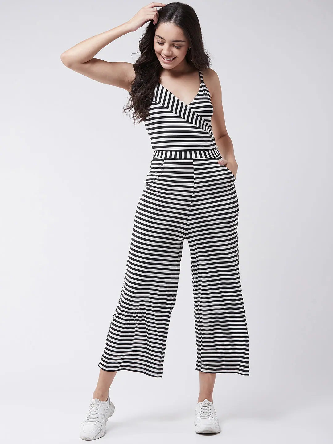 Unleash Your Style Knitted Stripes Strappy Jumpsuit