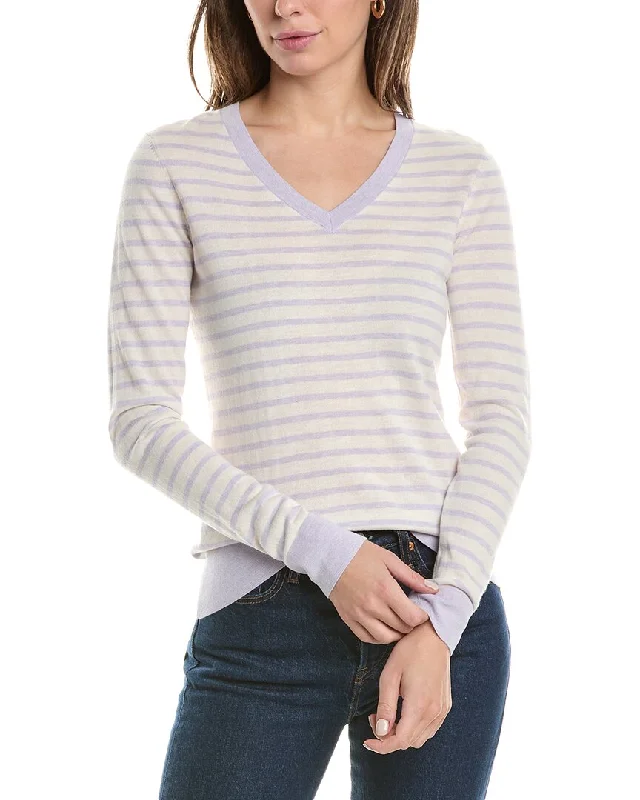 Travel Essentials Forte Cashmere Fitted Stripe Silk & Cashmere-Blend Sweater