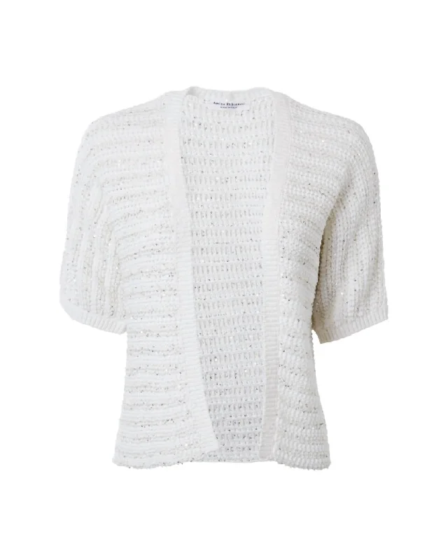 Women's Fashion Clothing Women Olimpo Open Tweed Cardigan In White