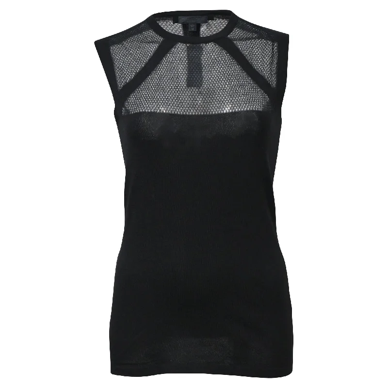 Women Fashion Burberry Prorsum Sleeveless Top in Black Silk