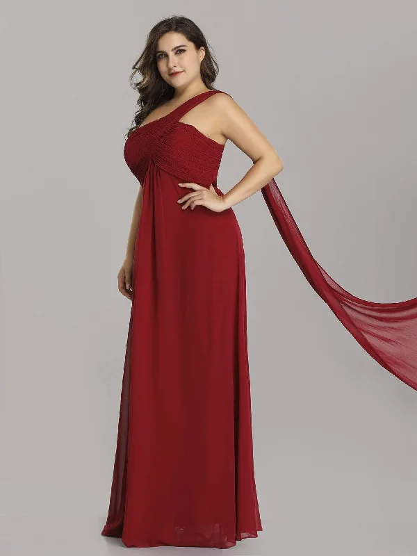 Catch Every Fashion Trend Plus Size Chiffon One Shoulder Evening Dresses for Women