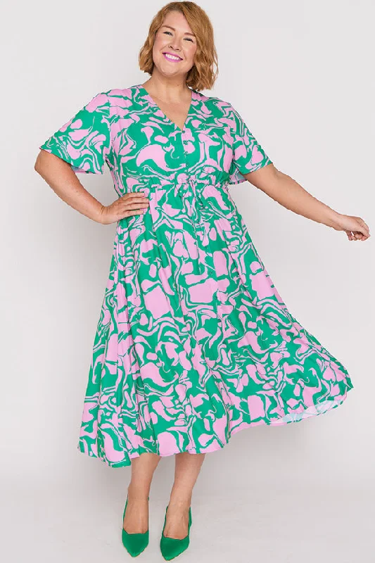 Eclectic Style Wardrobe Marley Green Pink Abstract Dress