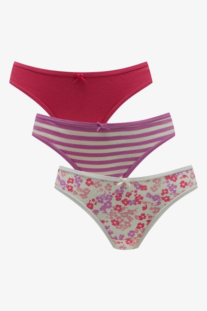 Stay Ahead In Style 3 Pack Floral Bikini Panties Pink