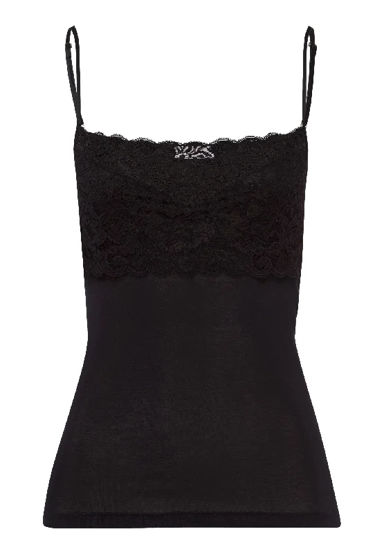 Extreme Clearance Deals Luxury Moments Wide Lace Cotton Camisole | Black 71448-019