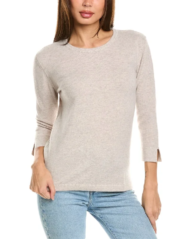 Special Offers Forte Cashmere 3/4-Sleeve Crew Cashmere Sweater