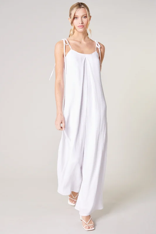 Dive Into Trendy Styles Catch A Breeze Wide Leg Tie Strap Jumpsuit