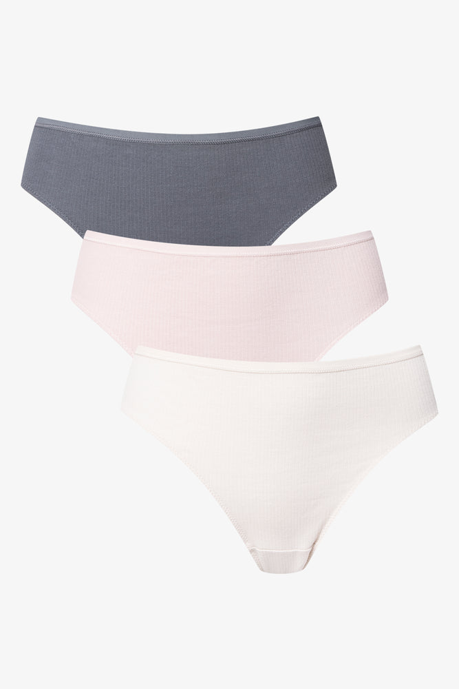 Best Sellers 3 Pack Brazilian Panties Dark Grey, Light Pink & Cream