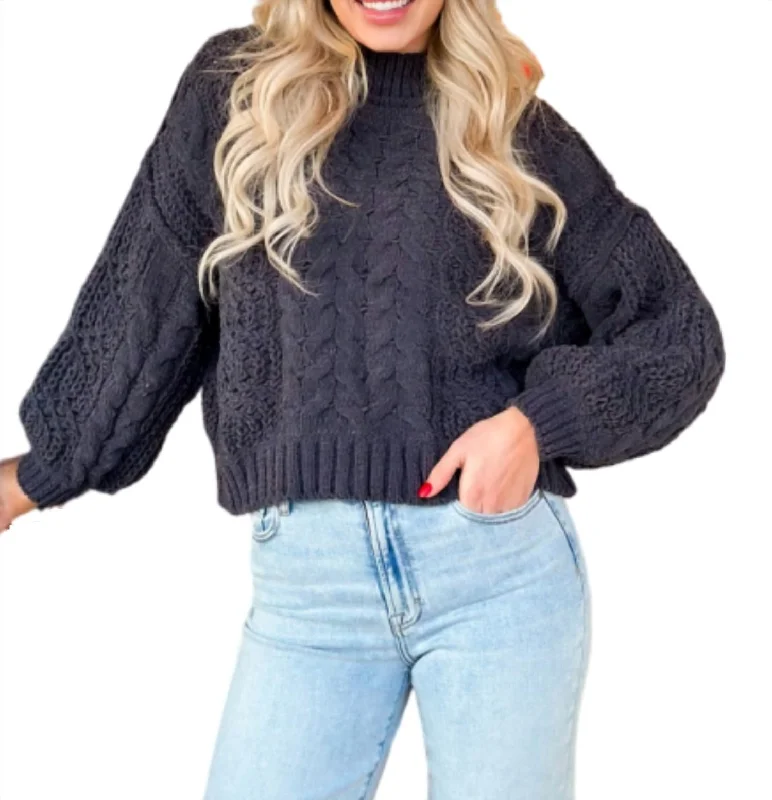 Fashion Forward, Function First Lily Mock Neck Sweater In Charcoal