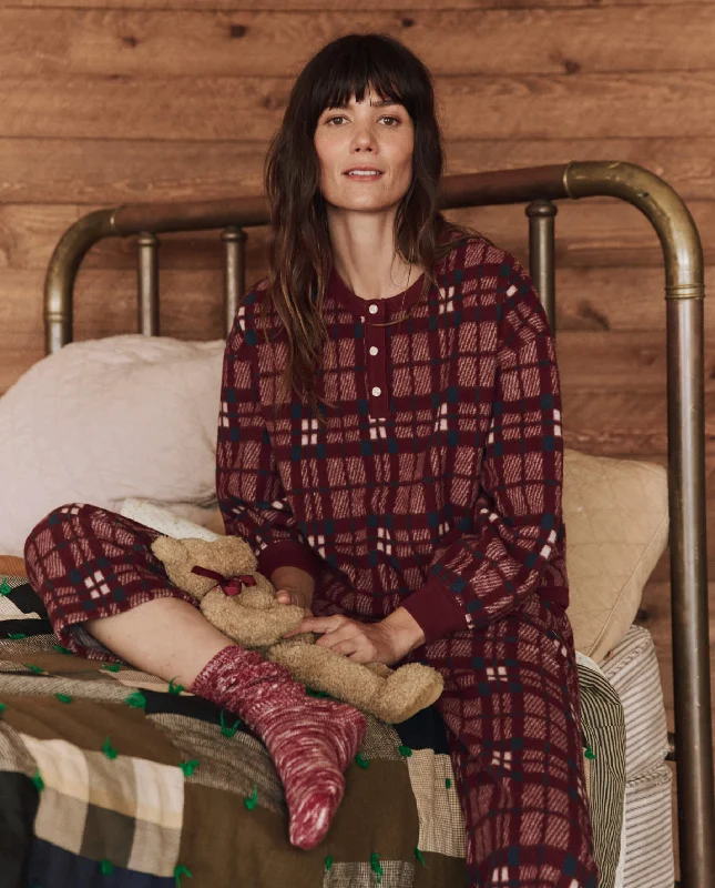 Women Apparel The Plush Fleece Henley Sleep Sweatshirt. -- Fireside Plaid