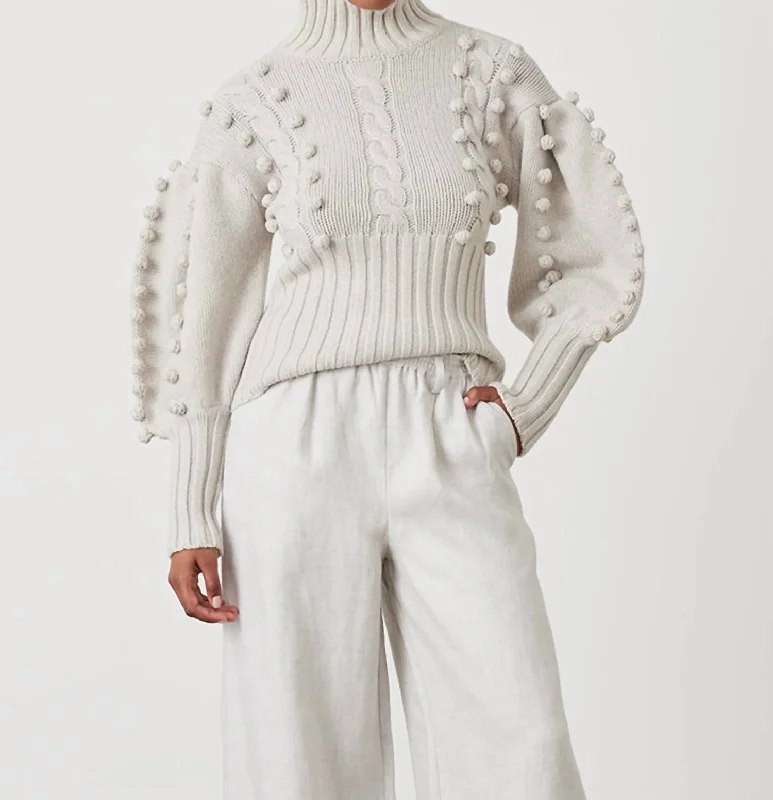 Fashion Deal Eva Wool Knit Sweater In Pearl Marle