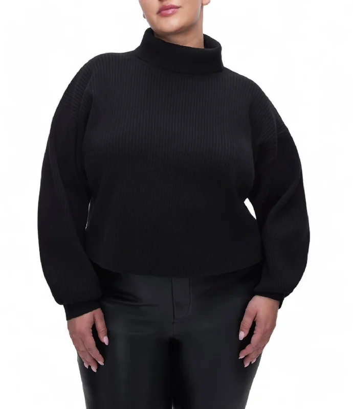 Versatile Women's Clothing for All Occasions Ribbed Mock Neck Sweater In Black