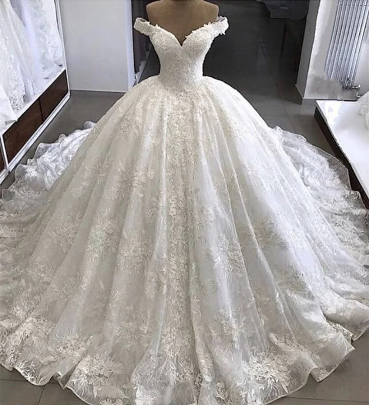 Contemporary Women's Clothing Julia Kui Luxuries Gorgeous Ball Gown Wedding Dresses Off The Shoulder Princess With Count Train Bride Dress