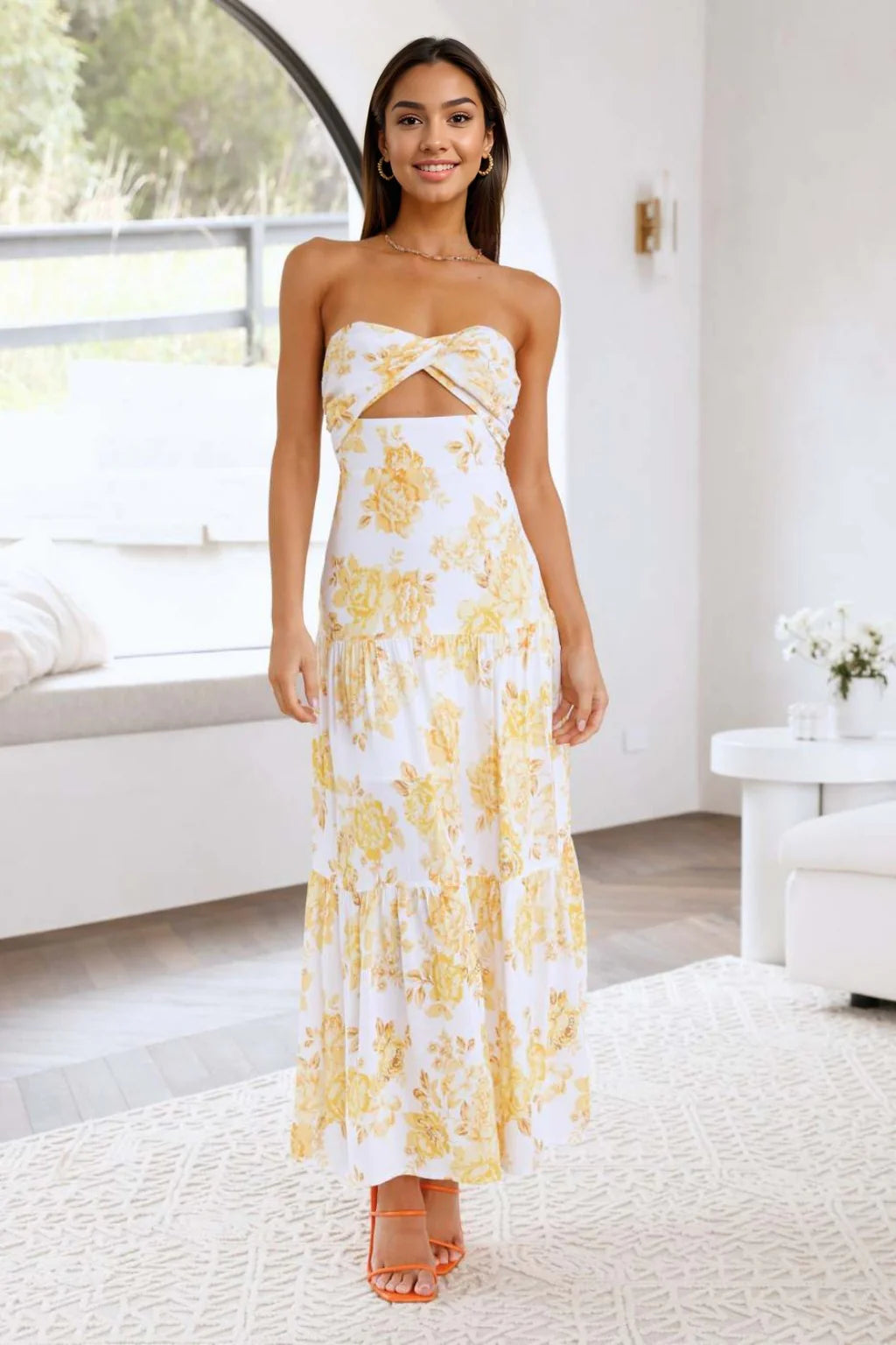 Women Clothes Maxi Dress Yellow