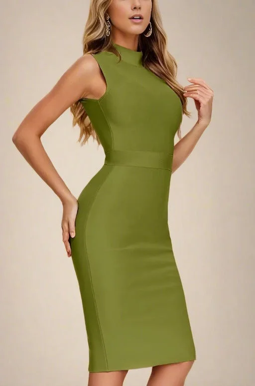 Bundle Offer Grace Bandage Midi Dress - Olive Green