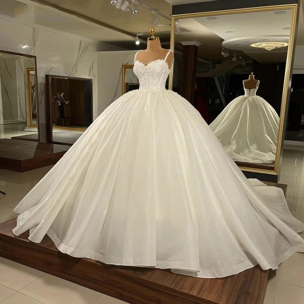 Casual Dresses for Women Gorgeous Women's Wedding Dresses Shiny Bead String Elegant Sweetheart A-Line Princess Bridal Gowns Formal Beach Party Plus Size