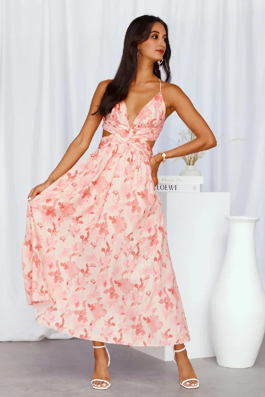 Women's Fashion Clothing Floral Visits Maxi Dress Pink