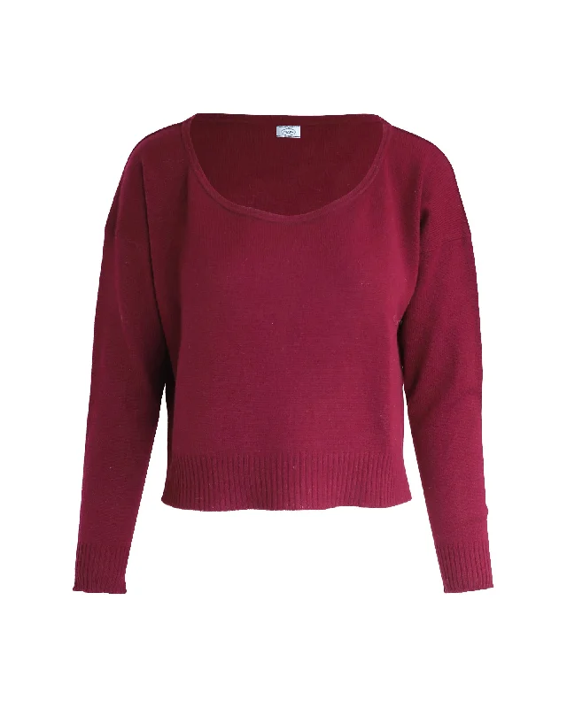 Women Online Clothing Boutiques Prada Cropped Sweater in Burgundy Wool