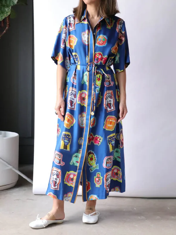 Vibrant Femme Fashion Unique Graffiti Fun Charming Print Midi Dress