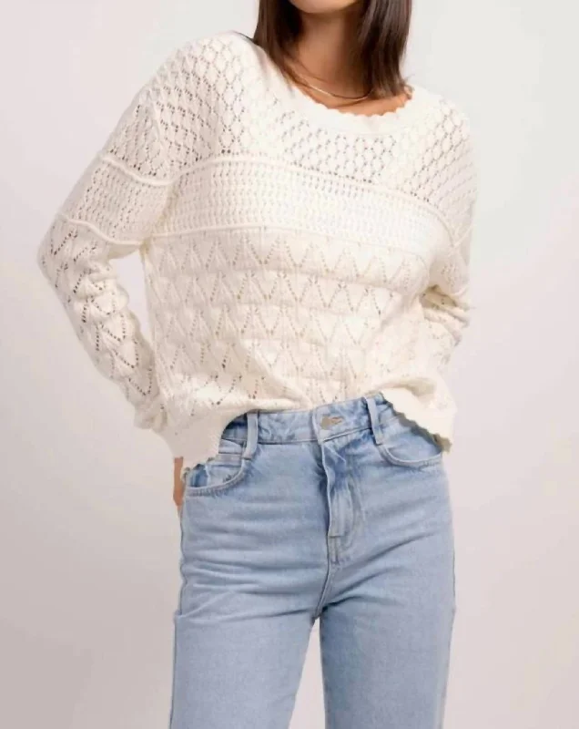 Outlet Clothing Edith Scallop Edge Sweater In White