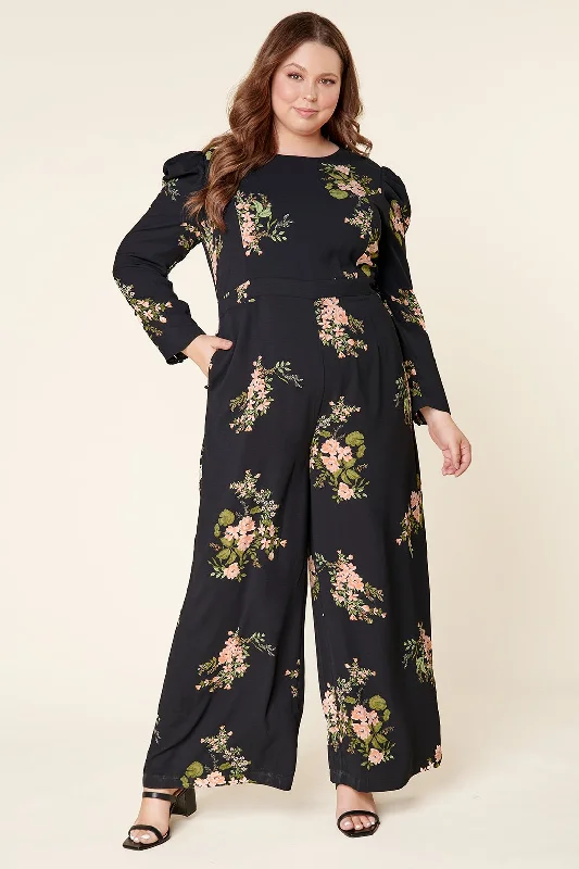 Special Offer Jasleen Floral Wide Leg Jumpsuit Curve