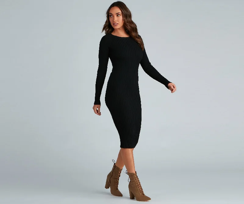 Sale On Clothing Chic Twist Long Charming Sleeve Midi Dress