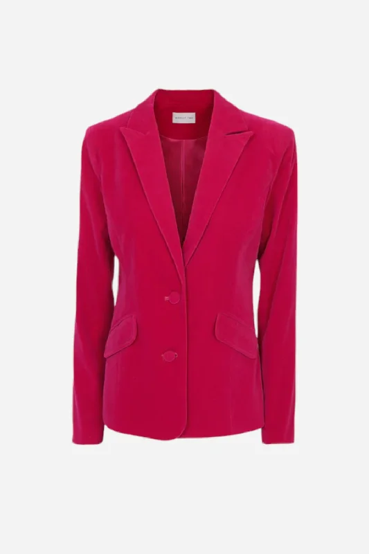 Forward Trendsetter Adelyn Rae Bella Velvet Blazer Fuchsia