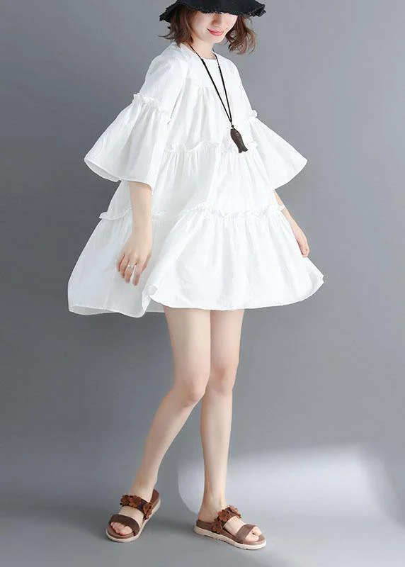 Exclusive Sale Boutique White O-Neck Patchwork Summer Cotton Dress