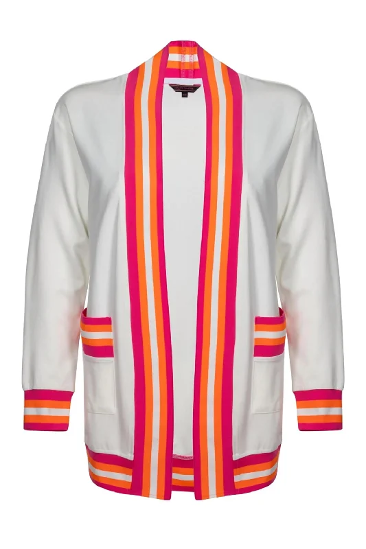 Elevate Your Wardrobe Women's Cody Riot Cardigan In White/pink/orange