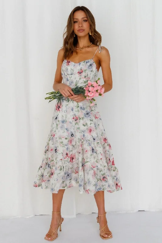 Best Sellers Hulda Floral Smocked Asymm Maxi Dress