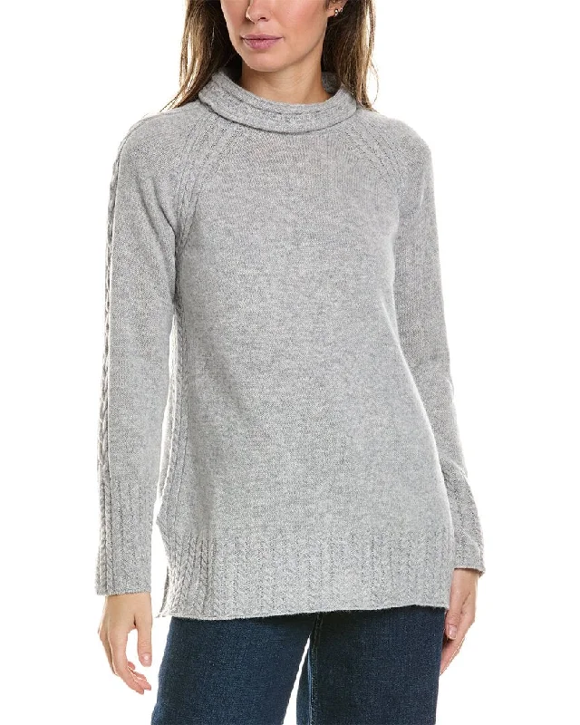 Sophisticated Style Alashan Cashmere Turtleneck Cable Detail Wool Pullover