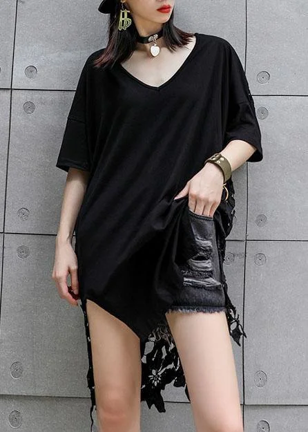 Edgy Fashion Vivid hollow out cotton dresses Photography black patchwork Maxi Dresses summer