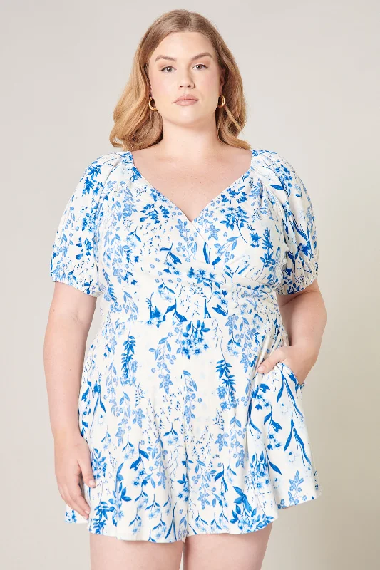 Plus Size Women's Fashion Mallorca Floral Everheart Romper Curve