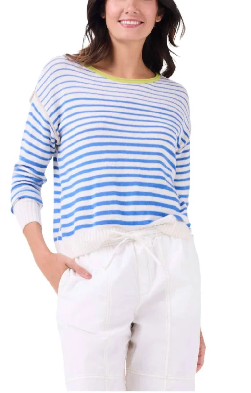 Hot Trends Striped Up Supersoft Sweater In Blue Multi