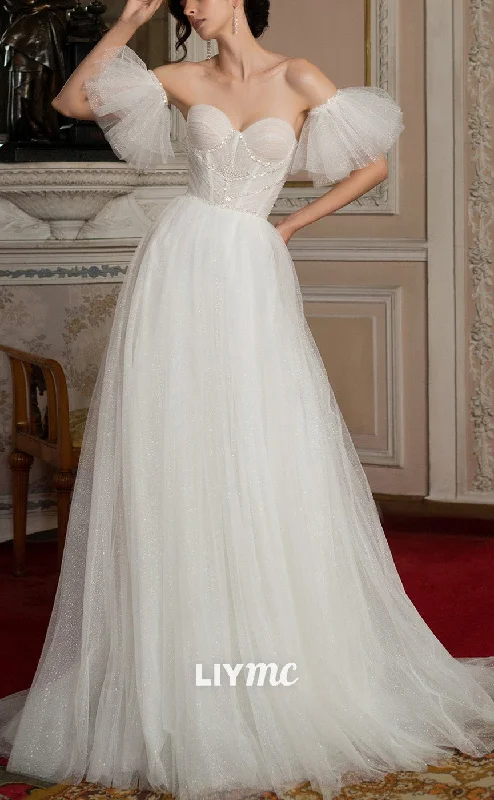 Style Revolution LW900 - Sweetheart Puff Sleeves Tulle Ball Gown Wedding Dress