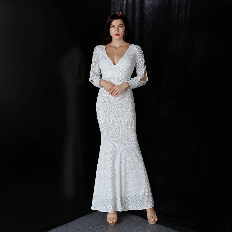 Women's Evening Wear for Special Occasions Ella long-sleeve sequined Charming formal fishtail dress